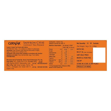 Girnar - Instant Premix Saffron Chai - 10 Sachets